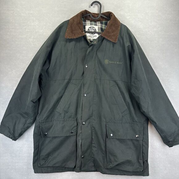 Vintage Smith & Wesson Jacket Mens XL Green Waxed Barn Field Coat 90s - Picture 2 of 16